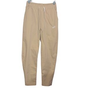 Nike Club Mens Woven Tapered Leg Pants Elastic Drawstring Waist Beige Size Small